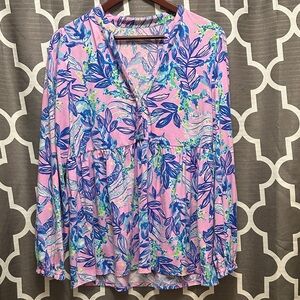 Lilly Pulitzer Pink and Blue Floral Top